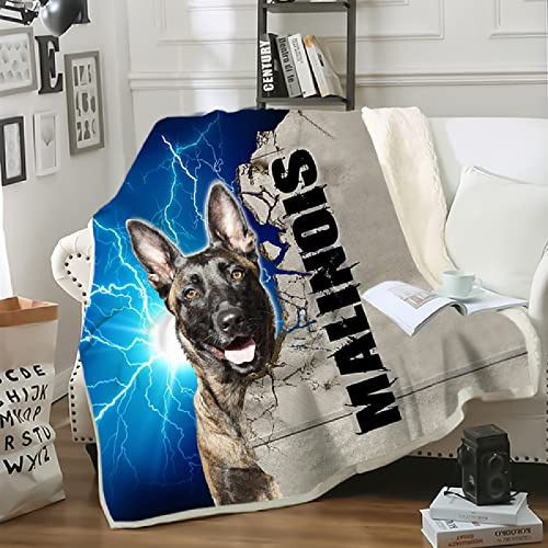 JWFGTT Malinois Decken Tier Hund Flauschige Sherpa TV Sofa Bett Decken Warmer Winter Heim Kuscheldecke Wolle Fleecedecke für Erwachsene Kind 150x200cm, 150 x 200 cm von JWFGTT