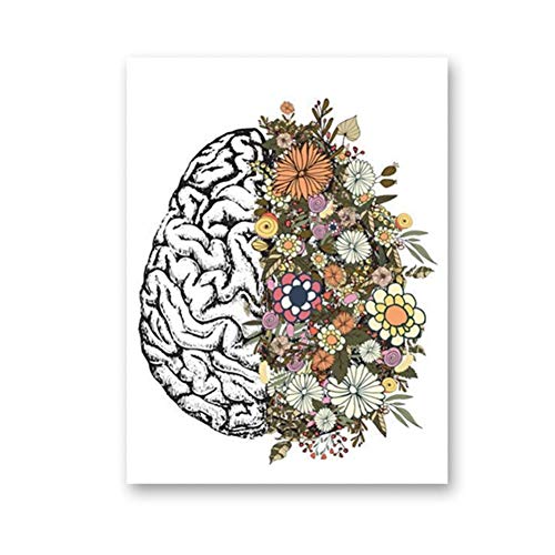 JWJQTLD Leinwanddruck，Vintage Anatomie Floral Gehirn Wand Kunst Leinwand Gemälde Retro Poster Und Drucke Wall Bilder Arzt Klinik Einrichtung Urlaub Geschenk von JWJQTLD