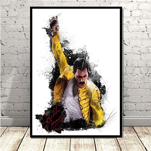 JWJQTLD Leinwanddruck Freddie Mercury Queen Musiker Poster Wandkunst Bild Poster Und Drucke Leinwand Malerei Für Room Home Decor von JWJQTLD