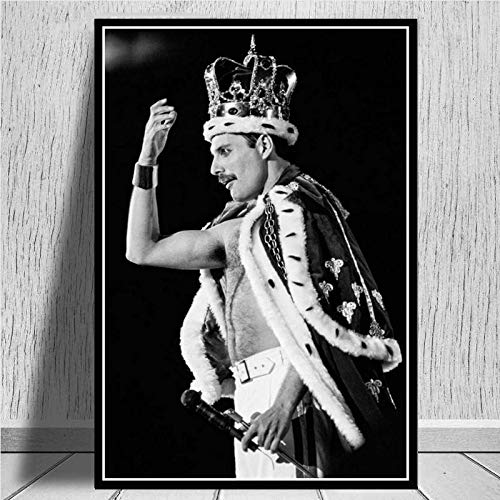 JWJQTLD Leinwanddruck Freddie Mercury Queen Rockband Legendäres Popstar-Comic-Poster Und Drucke Malerei Kunst Wandbilder Für Wohnzimmer Wohnkultur, 60X80Cm Ohne Rahmen von JWJQTLD