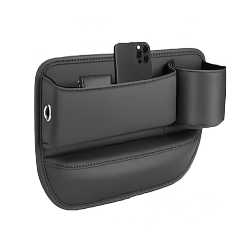 JWJVG Autositz Konsole Seitentaschen für Mercedes-Benz E-Class Sedan 3. Gen (W211) 2002-2009,Aufbewahrungsbox Auto Leder Becherhalter Lückentasche,A/Black-A/Main Driver von JWJVG