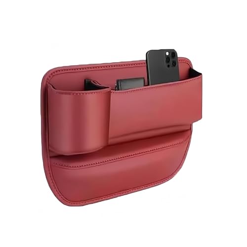 JWJVG Autositz Konsole Seitentaschen für Skoda Kamiq/2019 2020 2021 2022 2023,Aufbewahrungsbox Auto Leder Becherhalter Lückentasche,A/Red-A/Copilot von JWJVG