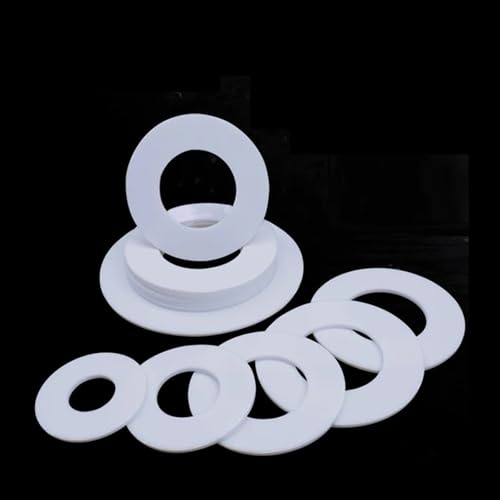 JWOO 10PCS PTFE Dichtung BSPP Flansch Sanitär Zylinder Flache Dichtung Ring PTFE Unterlegscheibe OD 5mm bis 105mm Manometer Abdichtung(46mm x 55mm x 2mm) von JWOO