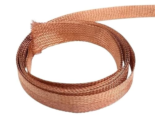 JWOO 1M verzinnter Kupfer-Geflechtschlauch, 4 bis 28 mm, erweiterbarer Metallmantel, Abschirmung for Audiosignalkabel(Golden,10mm) von JWOO