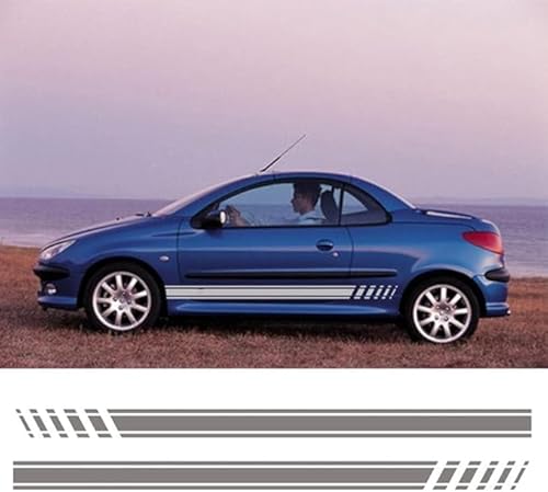 JWOZQ Autoaufkleber Für Peugeot 206 Auto Styling Karosserie Seitenaufkleber Dekoration Streifen Zubehör Grafische Aufkleber,B-Grey von JWOZQ