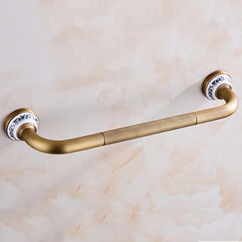 Bronze gebürsteter Badezimmergriff, Celadon Duschlehrer aus Vollmessing für schwangere ältere Menschen, Retro Anti-Rutsch-gerade Badegriffe, barrierefreie Behindertenhilfe Zugang (antike 34 cm) von JWQPAD