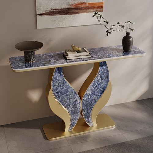 JWQPAD Konsolentisch, Konsolentisch, rechteckig, schmal, extra lang, mit Doppelbogen, für Wohnzimmer, Flur und Eingangsbereich, Blau von JWQPAD