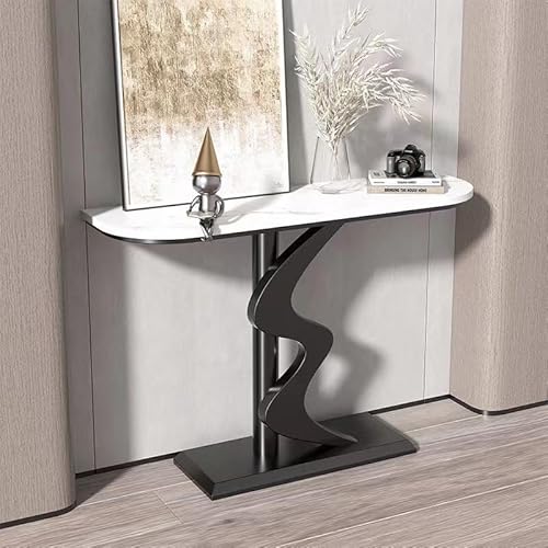 JWQPAD Moderner Konsolentisch mit Metallsockel, ideal für Flur, Flur oder Wohnzimmer, erhältlich in 3 Größen und 3 Farben (Gold, 80 cm). von JWQPAD