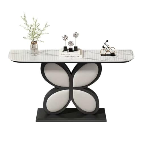 Moderner Konsolentisch, schmaler Eingangstisch, Couchtisch mit Metallsockel, 80/100/120 x 30 x 80 cm, ideal für Wohnzimmer, Flur und Eingangsbereich (Farbe : Schwarz 2, Größe : 120cm) von JWQPAD