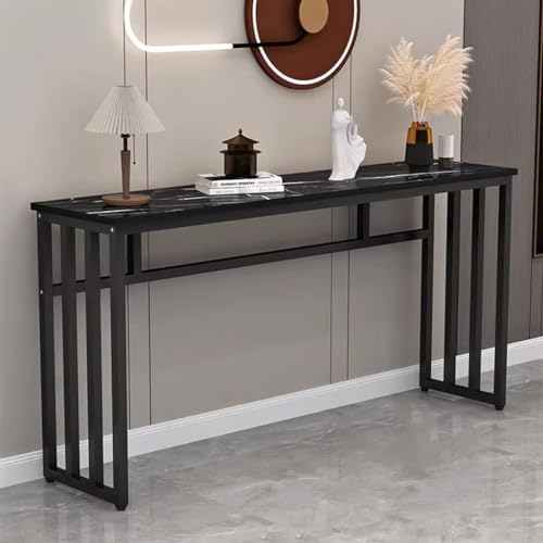 Moderner minimalistischer Konsolentisch, Couchtisch mit Stahlgestell und Aufbewahrungsregal, Goldmetallbeine, schmaler Eingangstisch oder Flurtisch (Farbe: Style 3, Größe: 10) von JWQPAD