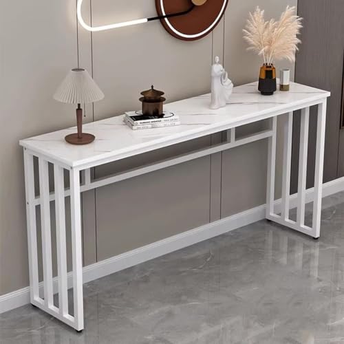 Moderner minimalistischer Konsolentisch, Couchtisch mit Stahlgestell und Aufbewahrungsregal, Goldmetallbeine, schmaler Eingangstisch oder Flurtisch (Farbe: Style 3, Größe: 10) von JWQPAD