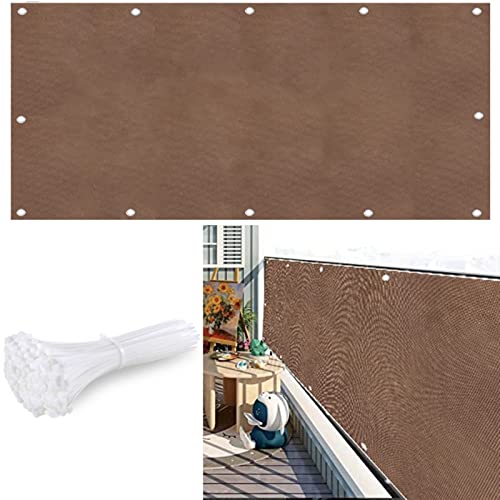 Sichtschutz,Balkon 75x350cm UV-beständiger Gartensonnenschutz Braun Rollbare Außenhülle mit Kabelbindern für Handlauf Ideal für Patio- und Terrassenschutz von JWQPAD