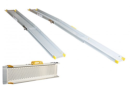 Alurampe Rollstuhl Aluminium Rampe Klappbar Längenverschiebbar Rollstuhlrampe Klapprampe Teleskoprampe 2,43 m Alu von JWS