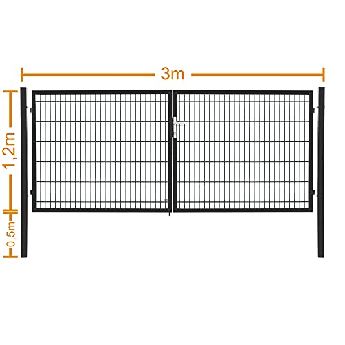 Doppelflügeltor Flügeltor Einfahrtstor Gartentpforte Doppeltor Hoftor Gartentor, Farbe:Anthrazit, Gartenpforte Breite:3x1.2m von JWS