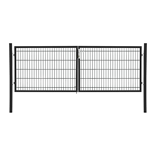 Doppelflügeltor Flügeltor Einfahrtstor Gartentpforte Doppeltor Hoftor Gartentor, Farbe:Anthrazit, Gartenpforte Breite:3x1m von JWS