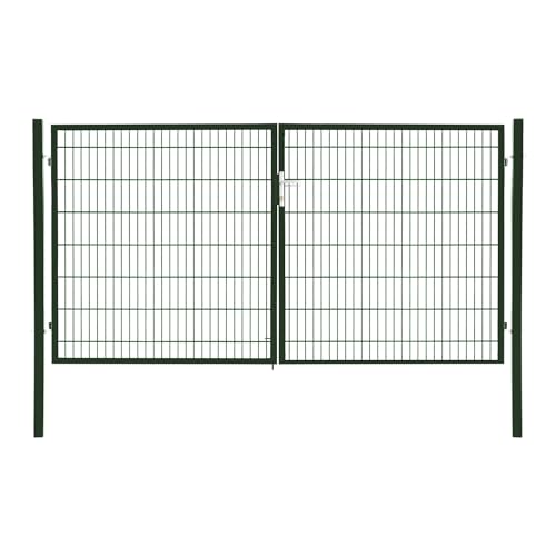 Doppelflügeltor Flügeltor Einfahrtstor Gartentpforte Doppeltor Hoftor Gartentor, Farbe:Grün, Gartenpforte Breite:3x 1.6m von JWS
