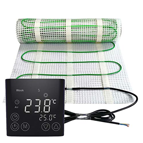 Elektrische Fußbodenheizung 150Watt je m² Thermostat Touch schwarz Elektrisch TWIN Technologie JWS verschiedene Größen, Größe (m²):4 m² von JWS