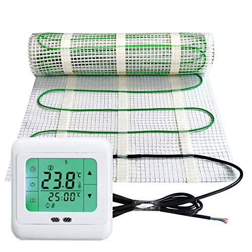 Elektrische Fußbodenheizung 150Watt je m² Thermostat Touch weiß Elektrisch TWIN Technologie JWS verschiedene Größen, Größe (m²):3 m² von JWS