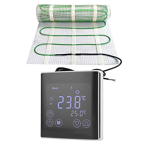 Elektrische Fußbodenheizung 150Watt je m² Thermostat WIFI Touch Schwarz Elektrisch TWIN Technologie JWS verschiedene Größen, Größe (m²):15 m² von JWS