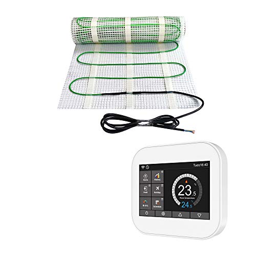 Elektrische Fußbodenheizung 200Watt WiFi Thermostat Elektrisch TWIN Technologie, Größe der Fläche:1.5 m² (ID5315), Thermostat:weiß von JWS