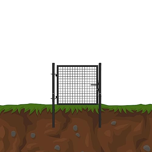 Gartentür Grün/Anthrazit Gartentor Rundpfosten Gartenpforte Metall Geteilt Tor, Farbe:Anthrazit, Höhe:1 x 0.8m von JWS