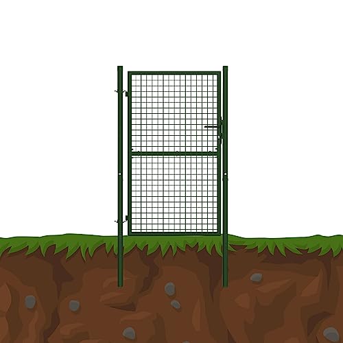 Gartentür Grün/Anthrazit Gartentor Rundpfosten Gartenpforte Metall Geteilt Tor, Farbe:Grün, Höhe:1 x 1.2 m von JWS