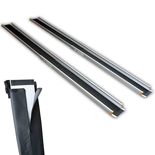Rollstuhlrampe Alurampe Rollstuhl Aluminium Rampe Klappbar Teleskoprampe Alu, Rollstuhlrampe Teleskoprampe:213cm von JWS