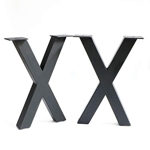 X T Tischbeine Tischkufen Stahl Tischgestell Industriedesign Tischuntergestell metall, Ausführung:X-Tischbeine 400x300mm (1751) von JWS
