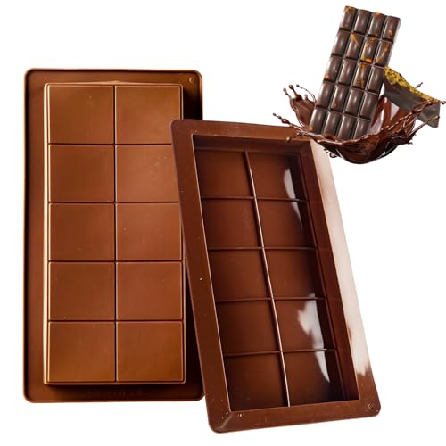 JWTRSVTY 2Pcs Dubai Schokolade Form Silikon, Wiederverwendbare Schokolade Silikonformen, Brechbare Schokoladenformen, Rechteckige Loch Silikon Backform, FüR Schokolade SüßIgkeiten Praline von JWTRSVTY