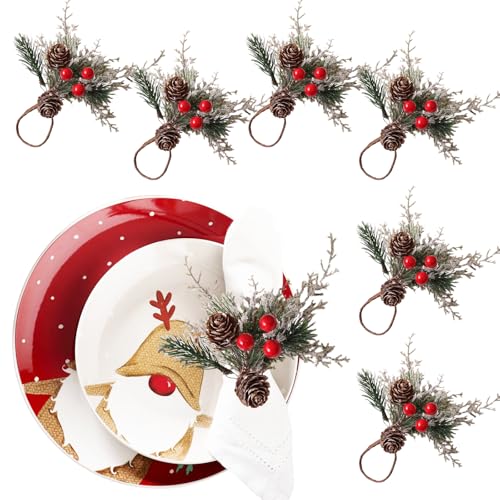 JWTRSVTY 6 PCS Weihnachten Tannenzapfen Serviettenringe, Weihnachten Beeren Serviettenhalter, Rote Beere Und Kiefernzapfen Weihnachts Serviettenring Set, für Weihnachten Party Tisch Dekoration JWTRSVTY 6 PCS Weihnachten Tannenzapfen Serviettenringe, Weihnachten Beeren Serviettenhalter, Rote Beere Und Kiefernzapfen Weihnachts Serviettenring Set, für Weihnachten Party Tisch Dekoration von JWTRSVTY