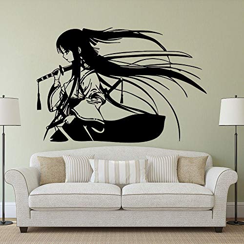 JXAA Anime weibliche Krieger mit Schwert Wandtattoo Anime Aufkleber Familienleben und Mädchen Zimmer Dekoration abnehmbar 57x40cm von JXAA