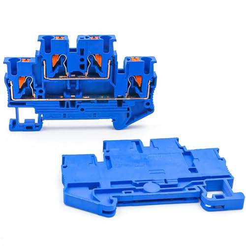 10 Stück PTTB2.5 DIN-Schienen-Anschlussblock 31 A 800 V 2-stufiger Federkontakt for 0,2–4 mm² Kabel(PTTB-2.5-BLUE) von JXCHSWOU