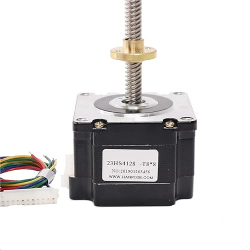23HS4128-T8x8-300MM + Kupfermutter Blei 2/4/8mm 41mm for CNC und 3D Drucker Bleischraube Schrittmotor Nema23(50mm,23hs4128s-t8x4-1PCS) von JXCHSWOU