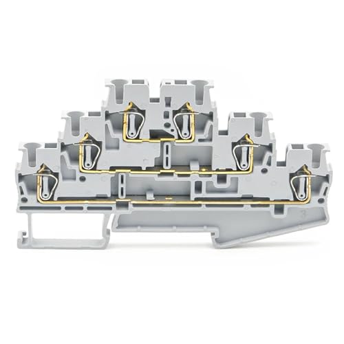 50 Stück Federklemmenblock ST-2.5-3L Din-Schiene 3-lagiger schraubenloser Anschlussstecker Zugtyp Drahtleiter ST2.5-3L(Gray) von JXCHSWOU