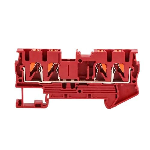 50 Stück PT2.5-QUATTRO Klemmenblock 4 Leiter Din-Schiene Elektrischer Draht Federanschluss Push-In-Drahtverbinder(RED) von JXCHSWOU