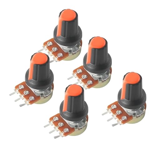 5Set WH148 Potentiometer B1K B10K B20K B50K B100K B250K B500K 15MM 3Pin Linear Taper Drehpotentiometer Widerstand mit AG2 Kappe(20K-Orange) von JXCHSWOU