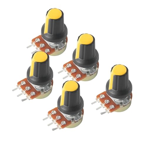5Set WH148 Potentiometer B1K B10K B20K B50K B100K B250K B500K 15MM 3Pin Linear Taper Drehpotentiometer Widerstand mit AG2 Kappe(2K-Yellow) von JXCHSWOU