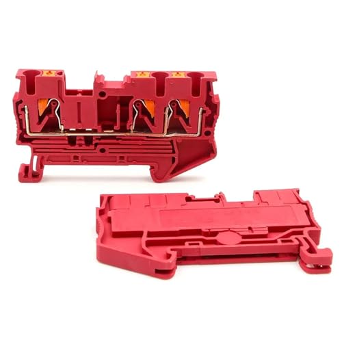 DIN-Schienen-Anschlussblock PT 2.5-TWIN, Federklemme, Push-in-Technologie for 0,14–2,5 mm² Drähte, zweistufiger schraubenloser Anschluss (50 Stück)(PT-2.5-TWIN-RED) von JXCHSWOU