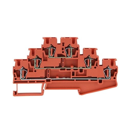 Federklemmenblock, 10 Stück, ST-2.5-3L, Din-Schiene, 3-lagiger schraubenloser Anschlussstecker, Zugtyp, Drahtleiter, ST2.5-3L(Orange) von JXCHSWOU