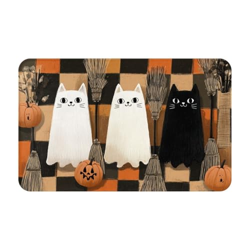 JXDXHCW Flanell-Fußmatte, rutschfest, 50,8 x 80,8 cm, weiche Fußmatte für den Innenbereich, Badezimmer, waschbar, mit niedlichem Halloween-Geisterkatzen-Design JXDXHCW Flanell-Fußmatte, rutschfest, 50,8 x 80,8 cm, weiche Fußmatte für den Innenbereich, Badezimmer, waschbar, mit niedlichem Halloween-Geisterkatzen-Design von JXDXHCW