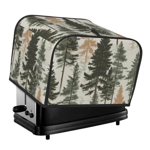 Toaster-Abdeckung mit grünem Kiefernbaum-Druck, 4 Scheiben, mit Taschen für Küche, kompatibel mit Cuisinart Toaster-Abdeckung, 4 Scheiben, wasserdichte Geräteabdeckungen von JXDXHCW