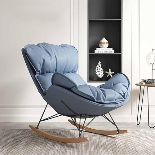JXJXJX Moderner Freizeitstuhl mit Kissen und Massivholzbeinen für Wohnzimmer, Schlafzimmer - Wippe Relaxsessel für Kinderzimmer, Lounge Sofa Sessel - Sessel (Blau) von JXJXJX