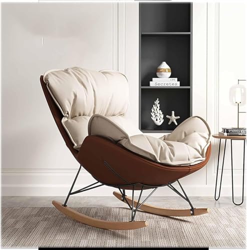 JXJXJX Moderner Freizeitstuhl mit Kissen und Massivholzbeinen für Wohnzimmer, Schlafzimmer - Wippe Relaxsessel für Kinderzimmer, Lounge Sofa Sessel - Sessel (Braun) von JXJXJX