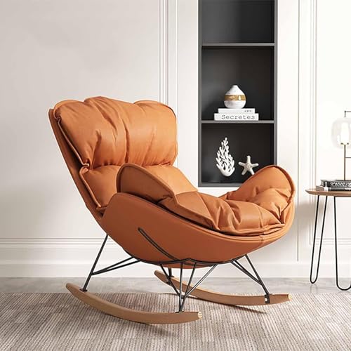JXJXJX Moderner Freizeitstuhl mit Kissen und Massivholzbeinen für Wohnzimmer, Schlafzimmer - Wippe Relaxsessel für Kinderzimmer, Lounge Sofa Sessel - Sessel (Orange) von JXJXJX