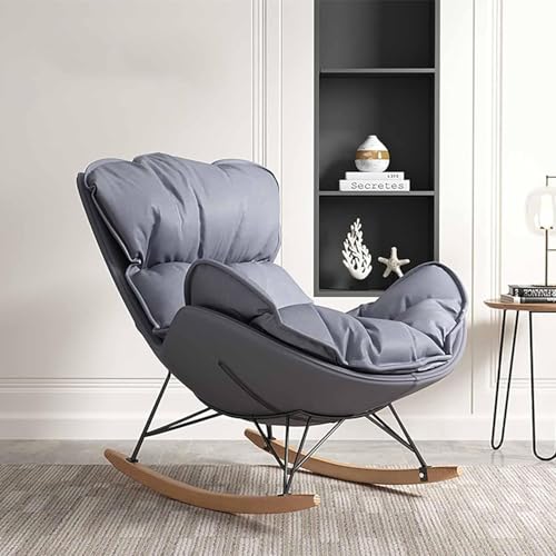 JXJXJX Moderner Freizeitstuhl mit Kissen und Massivholzbeinen für Wohnzimmer, Schlafzimmer - Wippe Relaxsessel für Kinderzimmer, Lounge Sofa Sessel - Sessel (Royal, Schwarz) von JXJXJX