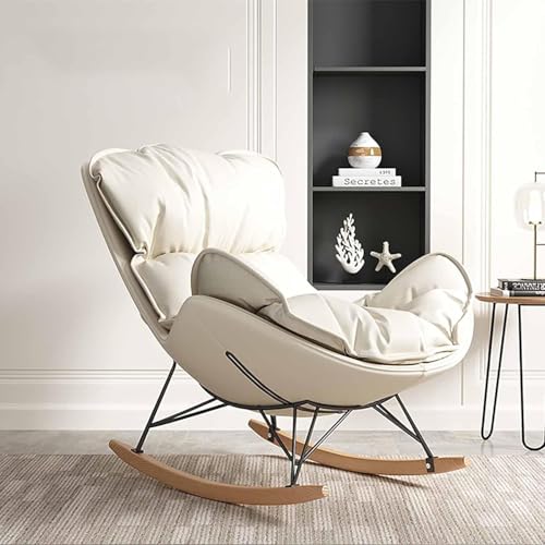 JXJXJX Moderner Freizeitstuhl mit Kissen und Massivholzbeinen für Wohnzimmer, Schlafzimmer - Wippe Relaxsessel für Kinderzimmer, Lounge Sofa Sessel - Sessel (Weiß) von JXJXJX