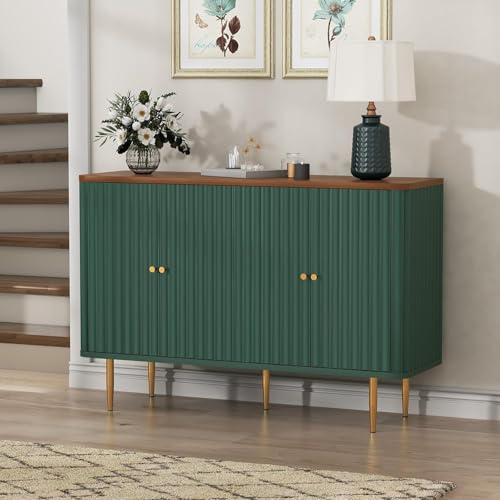 JXJXJX Modernes Sideboard mit 4 Türen, 4-türiger Schrank mit abnehmbaren Regalen, grüner Aufbewahrungsschrank für Küche/Wohnzimmer, verstellbare Regale, elegante Möbel für Heimdekoration (grün) JXJXJX Modernes Sideboard mit 4 Türen, 4-türiger Schrank mit abnehmbaren Regalen, grüner Aufbewahrungsschrank für Küche/Wohnzimmer, verstellbare Regale, elegante Möbel für Heimdekoration (grün) von JXJXJX