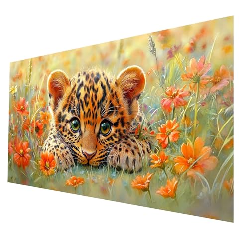 5D Diamond Painting Erwachsene, Diamant Malen Nach Zahlen Leopard mit Diamond Painting Zubehör Set Blume, Vollbohrer leinwand Malen 40x80cm, Diamant Cross Stitch Bastelset Erwachsene JXL-3684 5D Diamond Painting Erwachsene, Diamant Malen Nach Zahlen Leopard mit Diamond Painting Zubehör Set Blume, Vollbohrer leinwand Malen 40x80cm, Diamant Cross Stitch Bastelset Erwachsene JXL-3684 von JXLEULIN