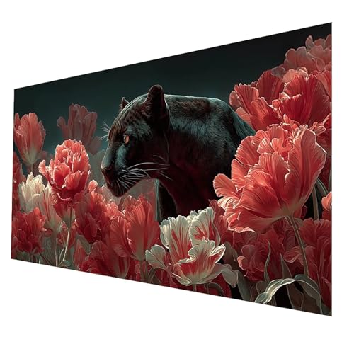 5D Diamond Painting Erwachsene, Diamant Malen Nach Zahlen Leopard mit Diamond Painting Zubehör Set Blume, Vollbohrer leinwand Malen 60 x 120 cm, Diamant Cross Stitch Bastelset Erwachsene JXL-6666 von JXLEULIN