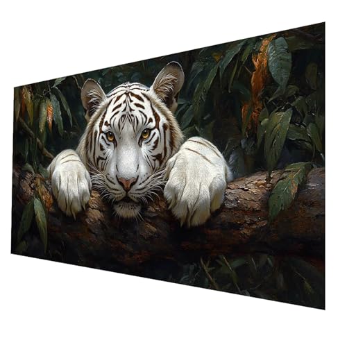 5D Diamond Painting Erwachsene, Diamant Malen Nach Zahlen Tiger mit Diamond Painting Zubehör Set Baum, Vollbohrer leinwand Malen 80 x 160 CM, Diamant Cross Stitch Bastelset Erwachsene JXL-4068 von JXLEULIN